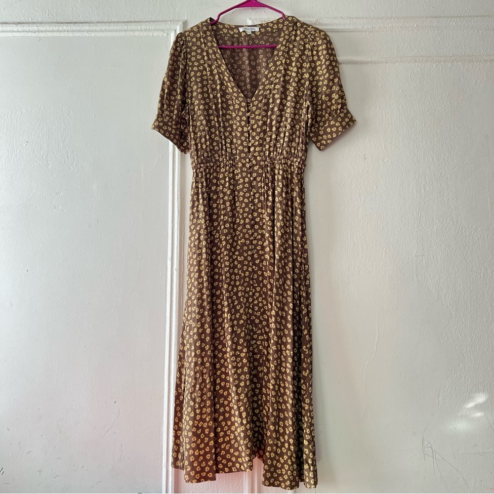 Madewell Button-Cuff Midi Dress in Woodcut Flowers size 2 - Picture 11 of 15